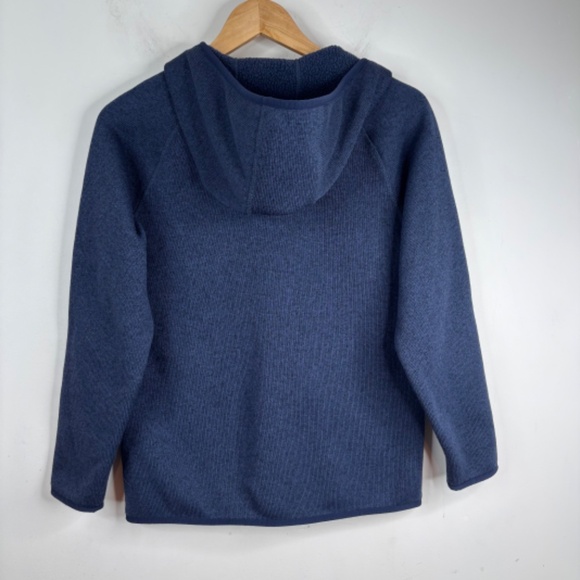 LL Bean Hooded Sweater Fleece Jacket Youth L 14-16 Hoodie Full Zip Pockets Navy - Picture 5 of 10